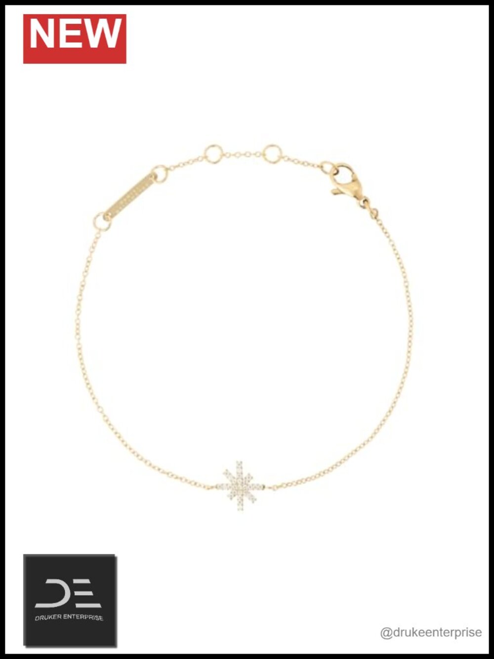 Women's Gold Star Bracelet Bangle with Crystal - Elegant, Dainty
